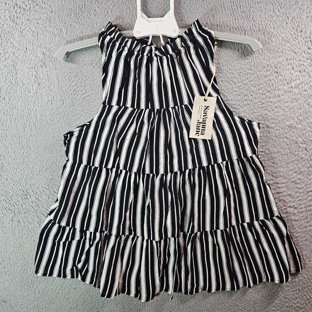 NEW Savanna Jane Sleeveless Top Women Small Tie Back White Black Striped